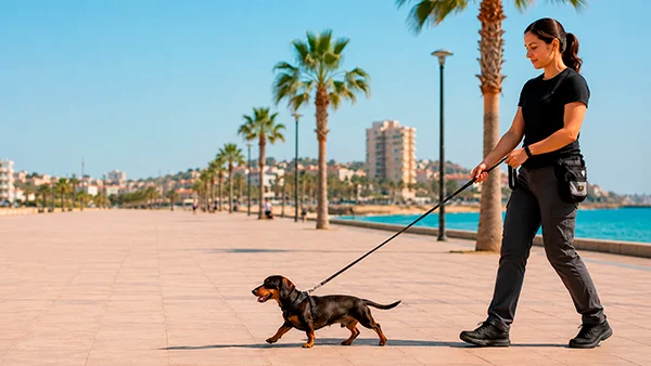 Perro trabajando el paseo con correa en YunDog