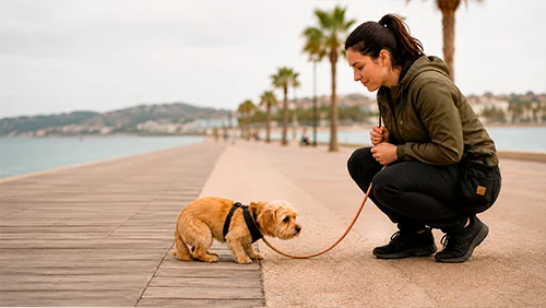 Perro con miedo e inseguridad trabajado por YunDog en San Javier y Mar Menor